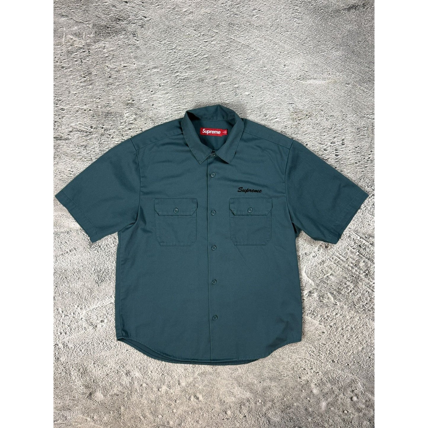 Supreme shirt rhinestones button-up green