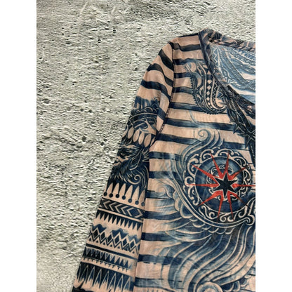 Jean Paul Gaultier Lindex Tattoo Mesh Top longsleeve blouse