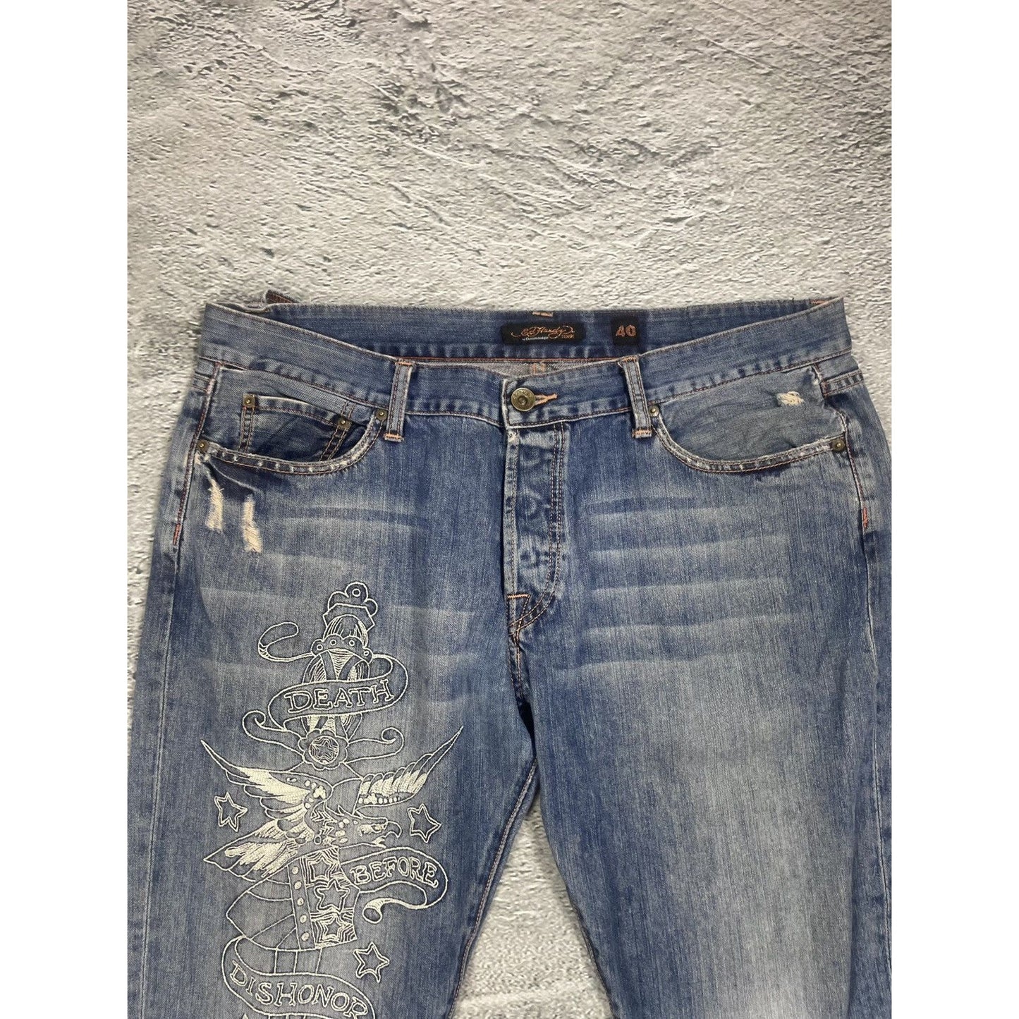 Ed Hardy Christian Audigier vintage jeans big logo pants