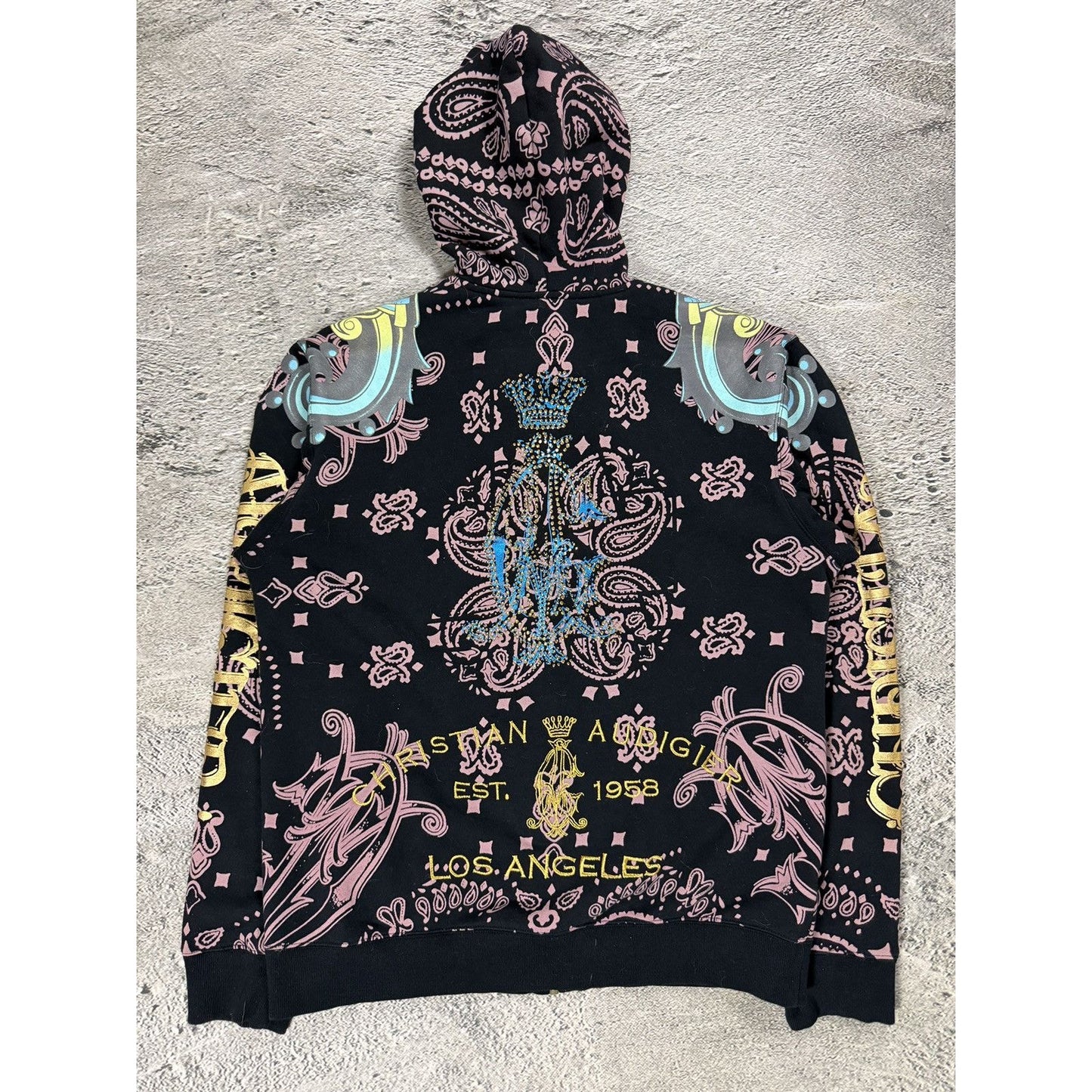 Ed Hardy zip hoodie vintage Christian Audigier gold black