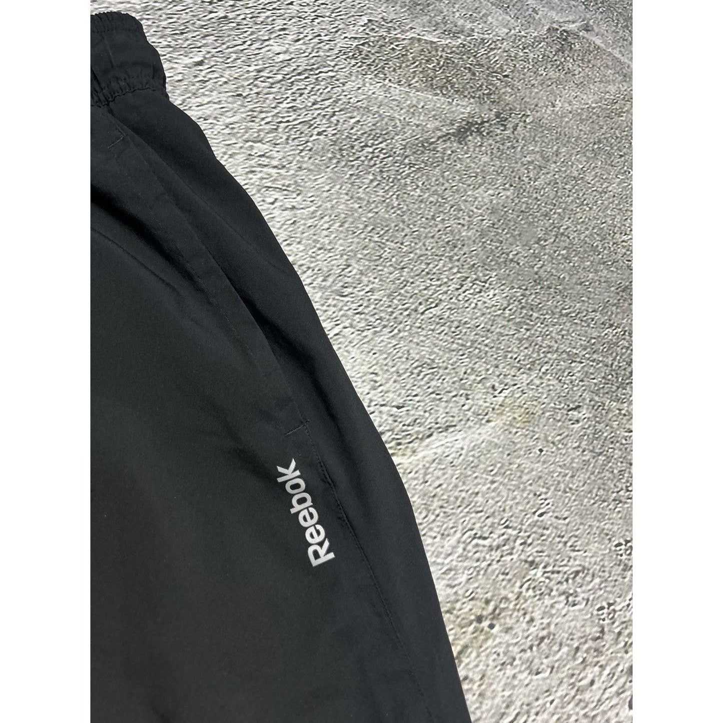 Reebok black track pants nylon parachute Y2K big logo