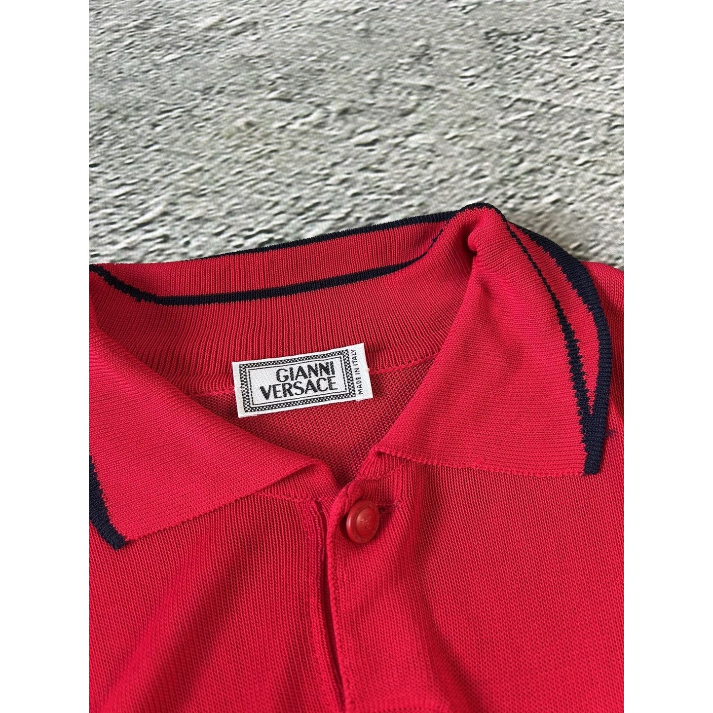 Gianni Versace mesh polo t-shirt red vintage