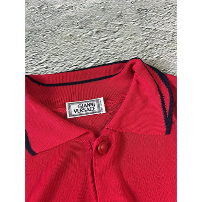 Gianni Versace mesh polo t-shirt red vintage
