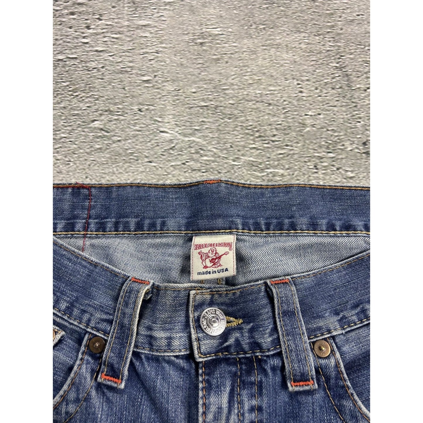 True Religion blue jeans contrast stitching Billy flared Y2K