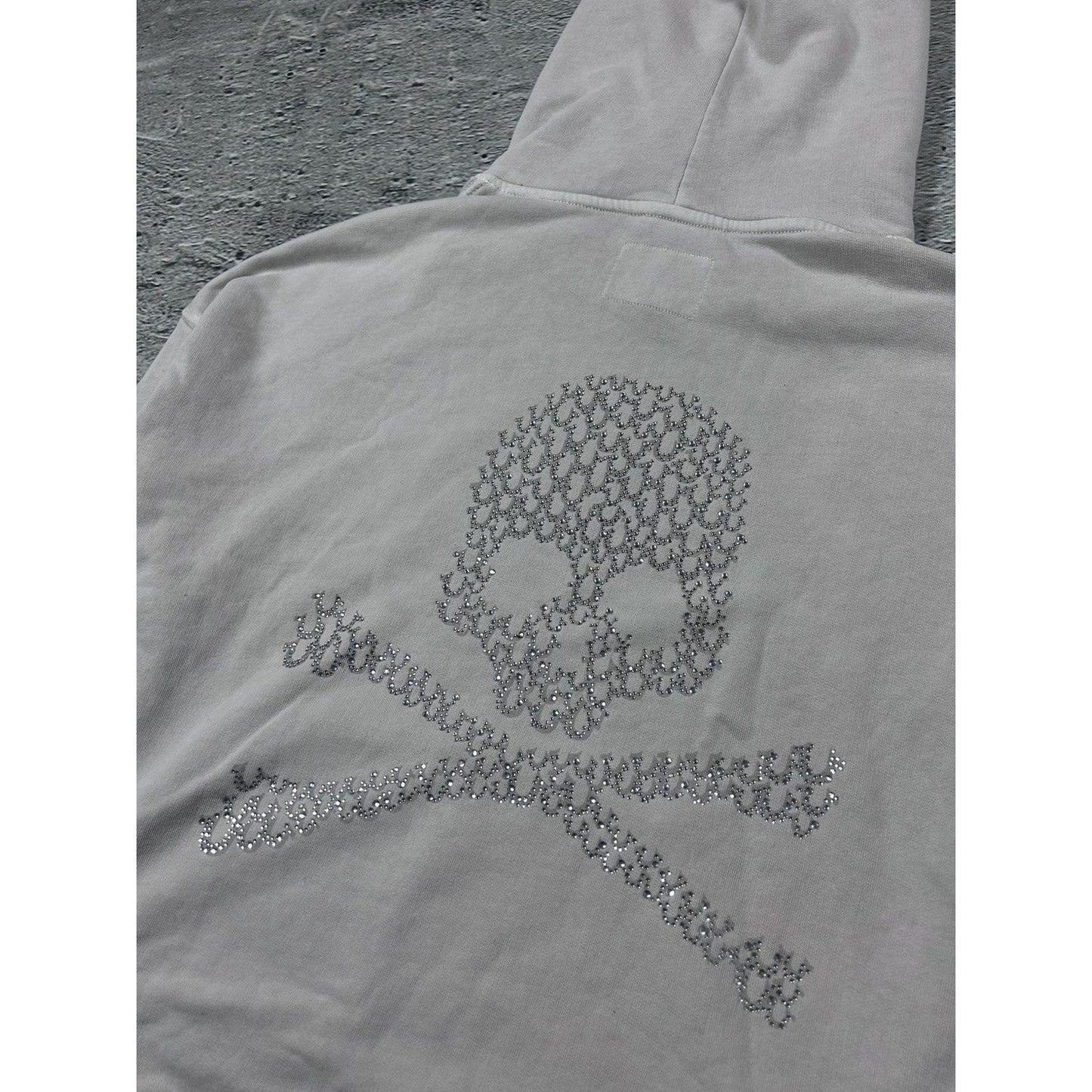 True Religion hoodie grey skull boxy crop hoody big logo Y2K
