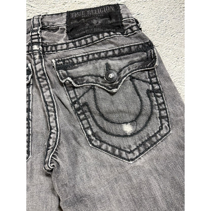 True Religion jeans grey black thick stitching Billy bootcut
