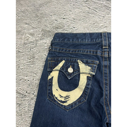 True Religion jeans flared big logo painted blue Y2K Billy