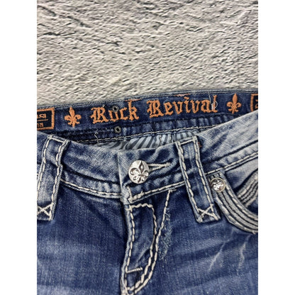 Rock Revival rhinestone glitter jeans Y2K flared denisa