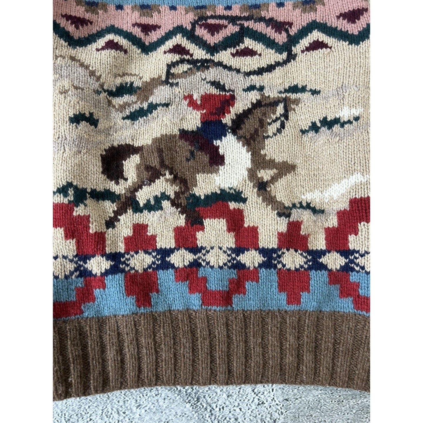 Polo Ralph Lauren Cowboy sweater hand knit 80s rare archival