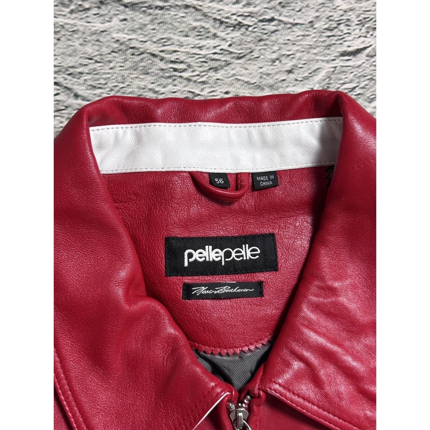 Pelle Pelle leather jacket red white studded big logo swag
