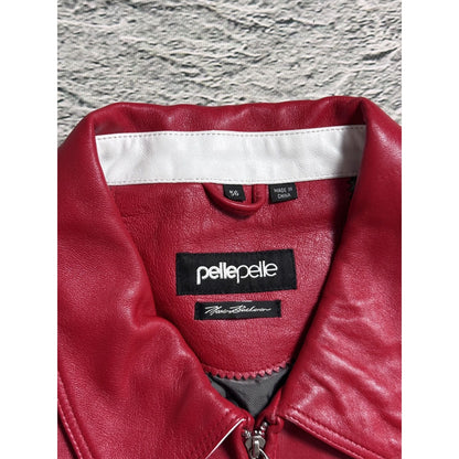Pelle Pelle leather jacket red white studded big logo swag