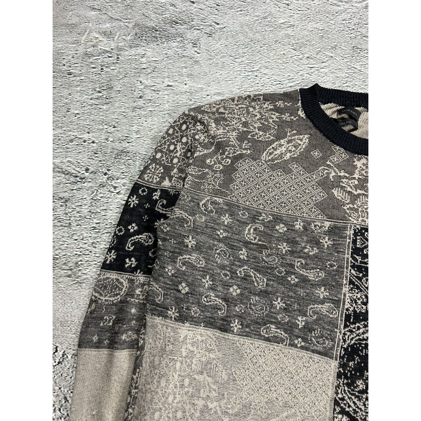 Diesel sweater linen paisley vintage avant garde abstract