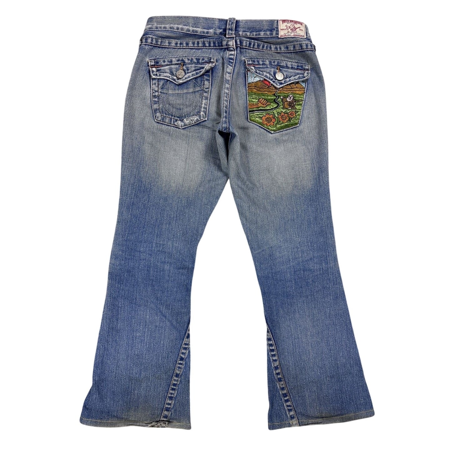 True Religion blue jeans Buddha Embroidery Joey flared