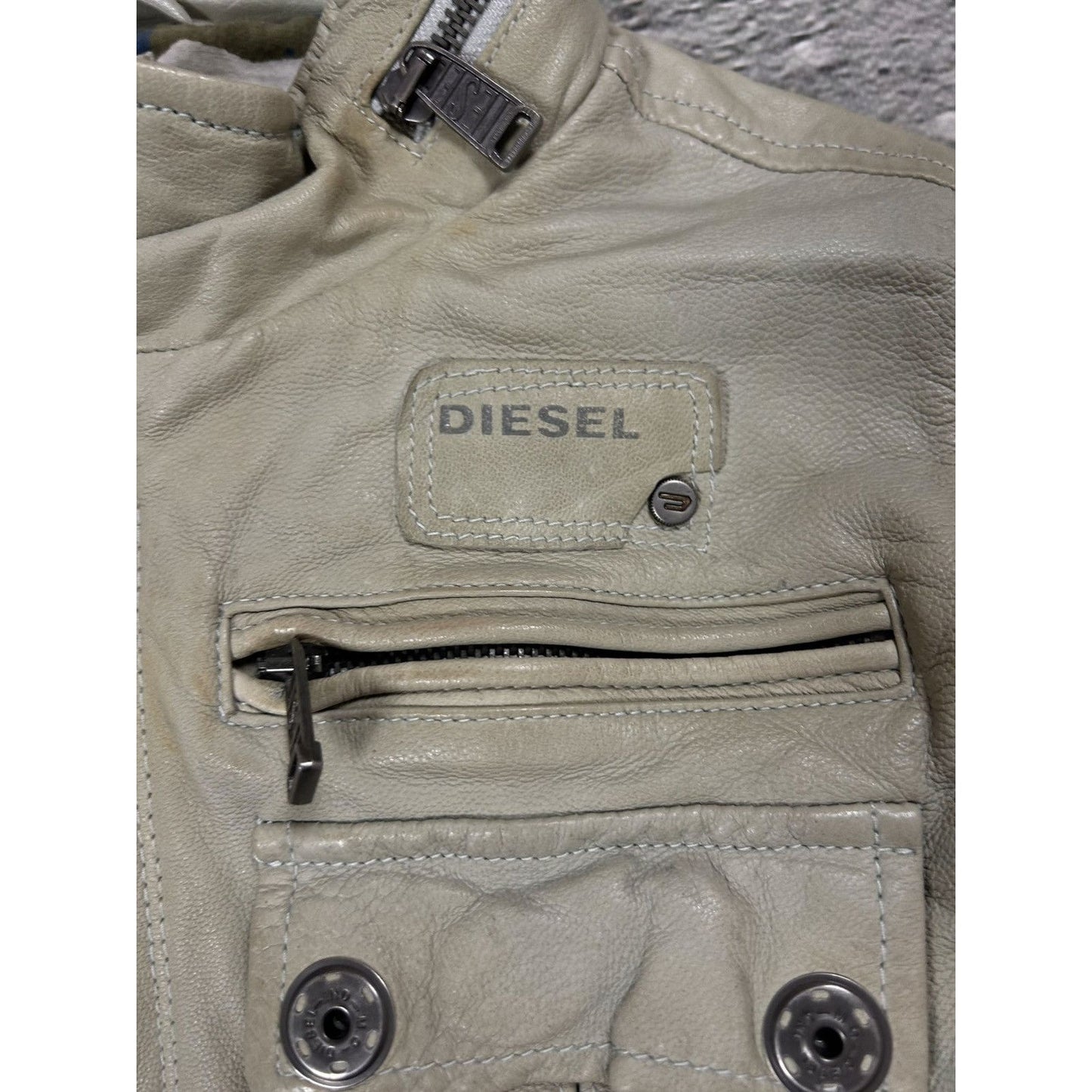 Diesel leather jacket beige vintage avant garde
