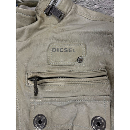Diesel leather jacket beige vintage avant garde