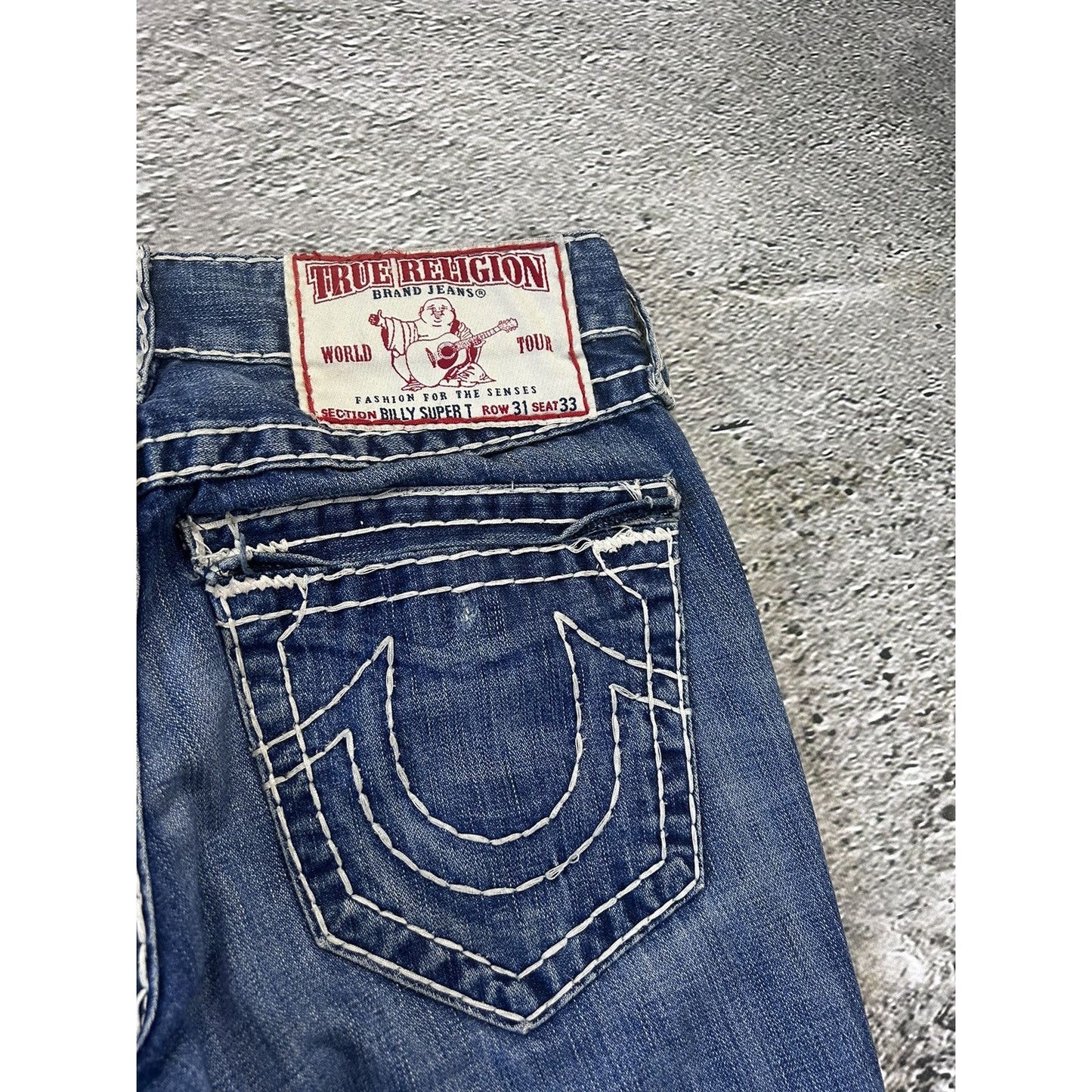 True Religion Blue jeans thick stitching Bobby