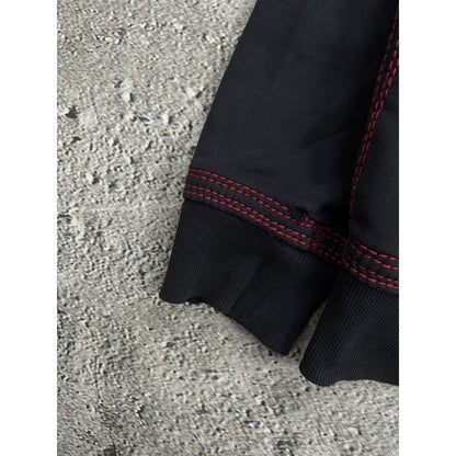 True Religion zip hoodie vintage black red thick stitching