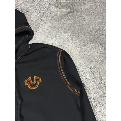 True Religion vintage black zip hoodie white big logo