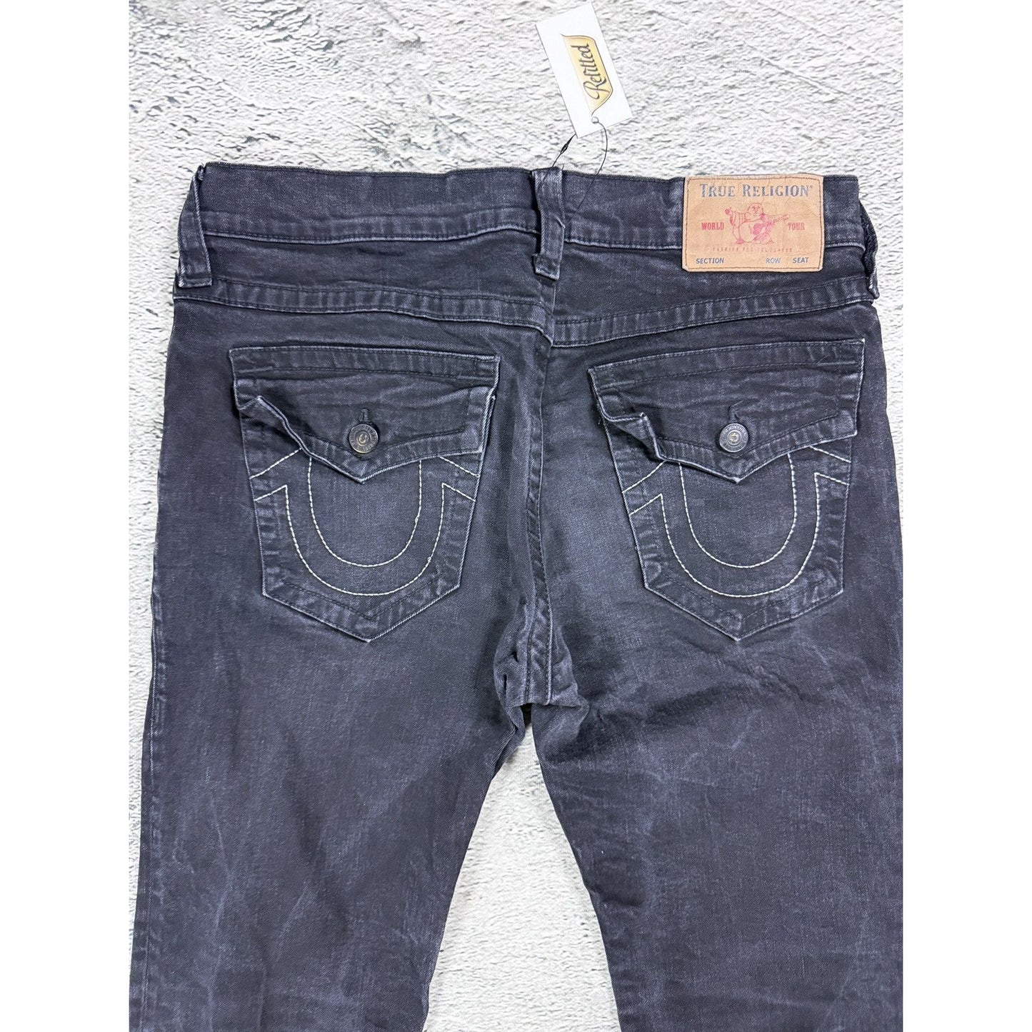 True Religion black jeans white horseshoe logo Y2K Rocco