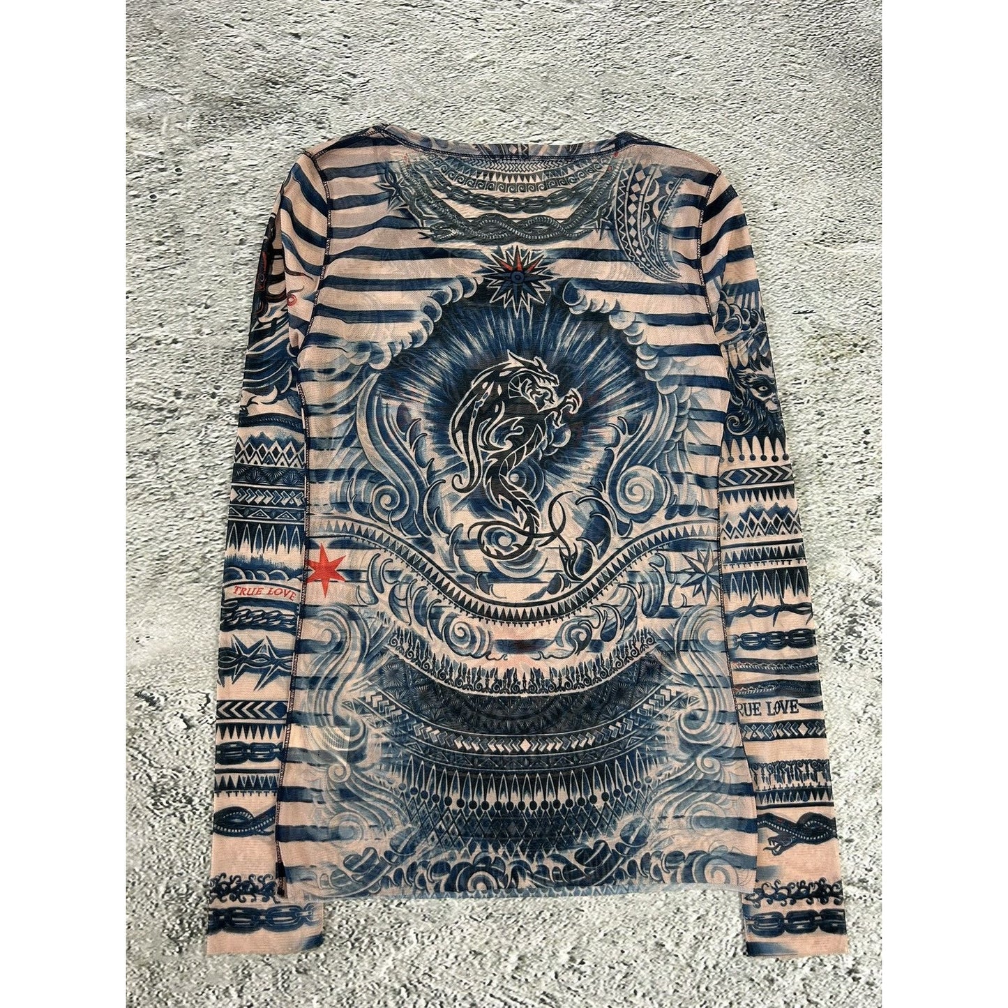 Jean Paul Gaultier Lindex Tattoo Mesh Top longsleeve blouse
