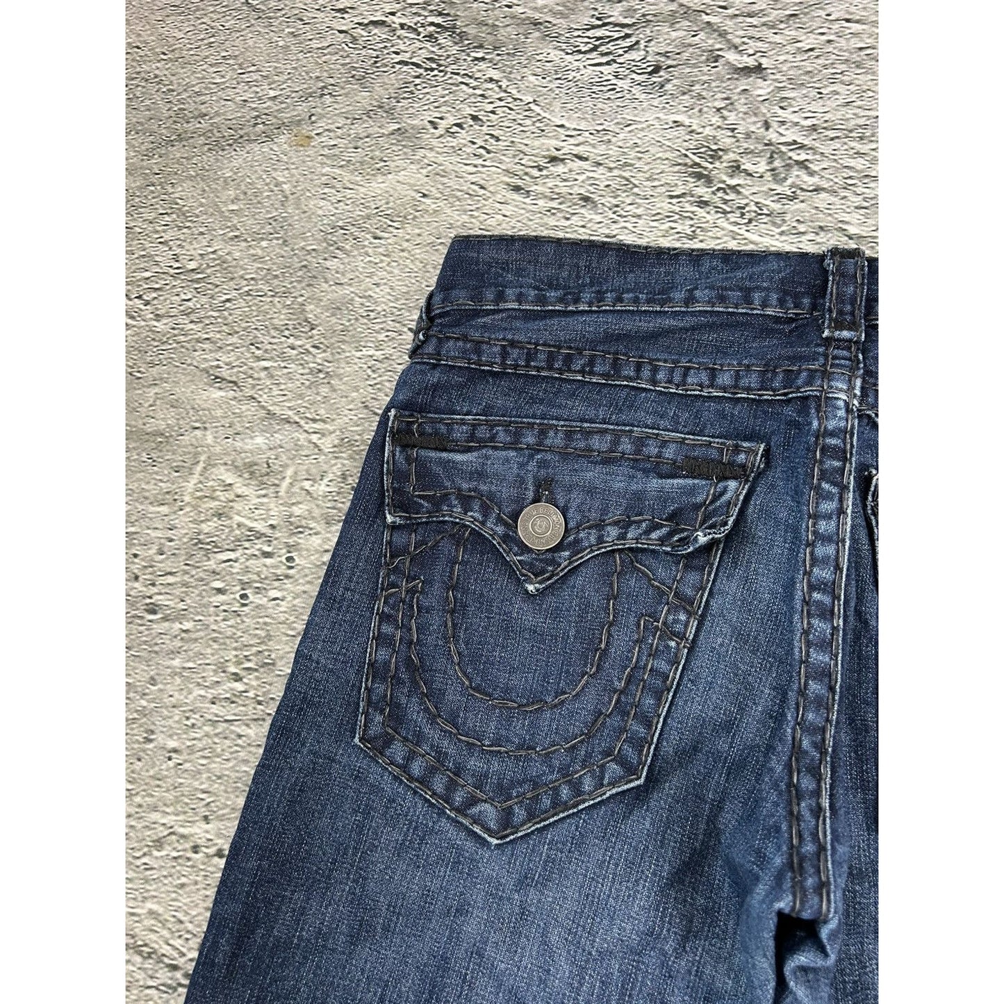 True Religion navy jeans black thick stitching Jack Big QT