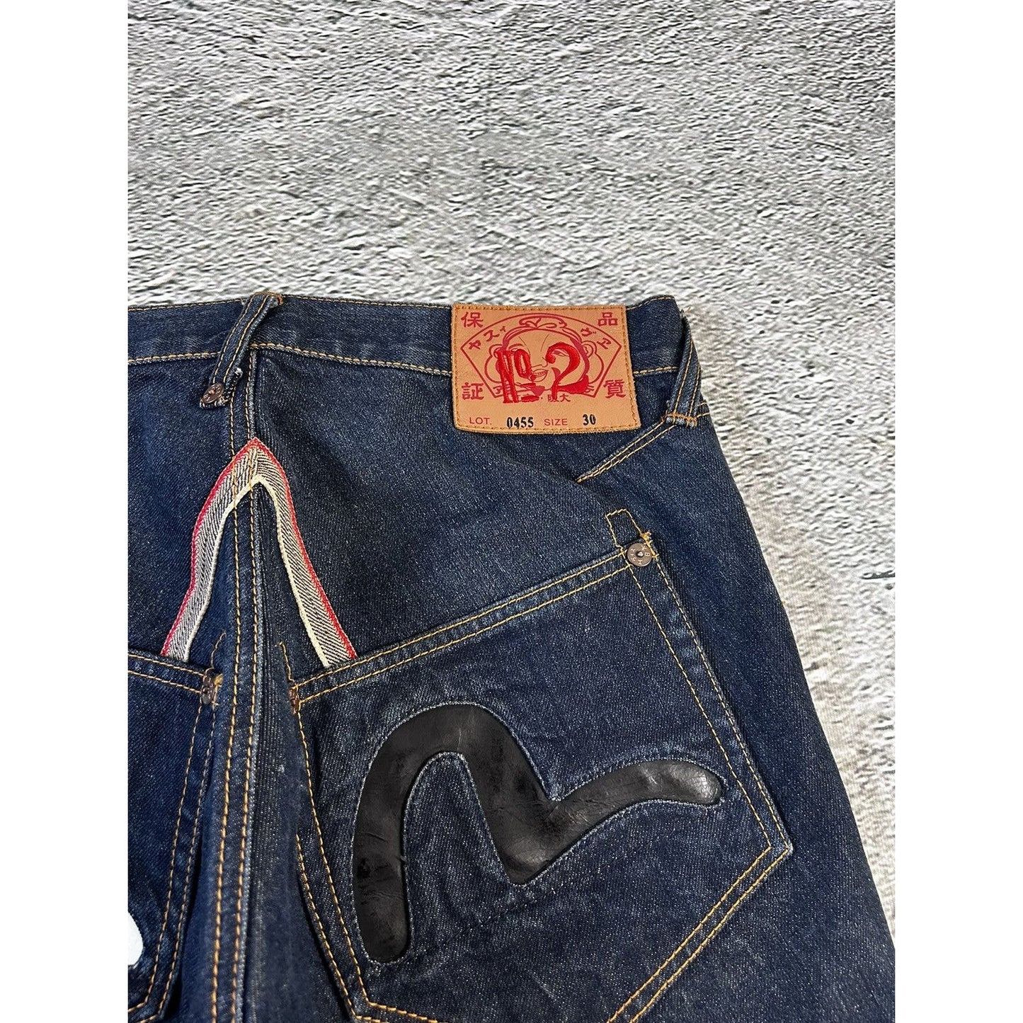 Evisu jeans vintage inside out selvedge white black