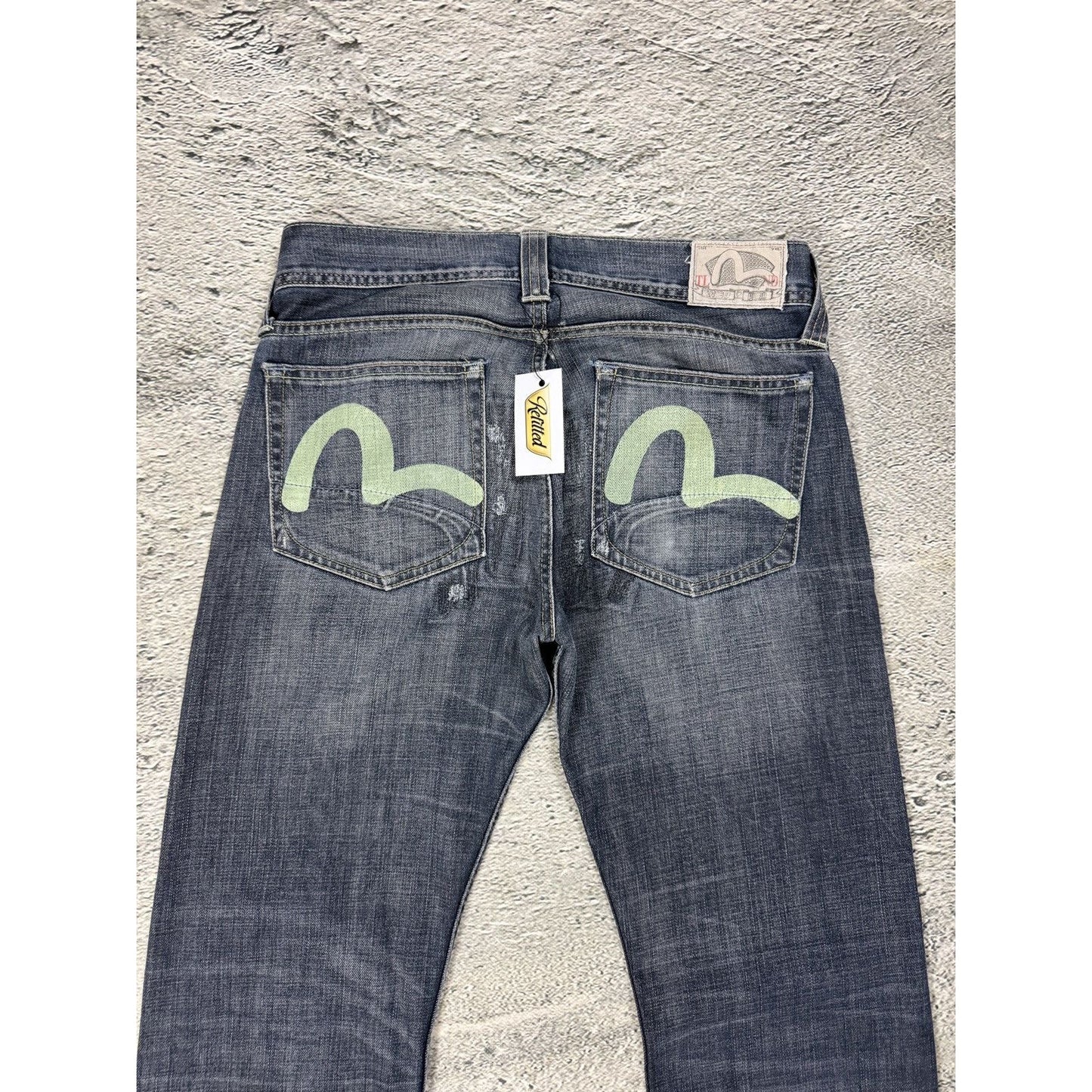 Evisu x Puma vintage navy jeans mint seagulls