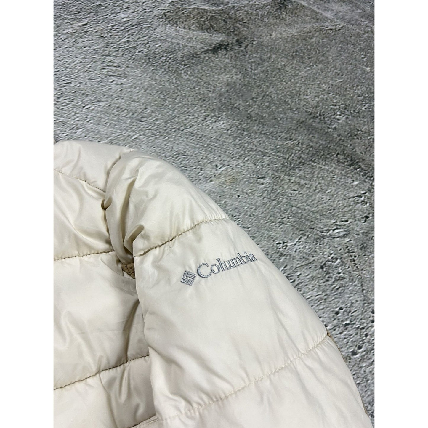 Columbia puffer jacket teddy sherpa fleece cream