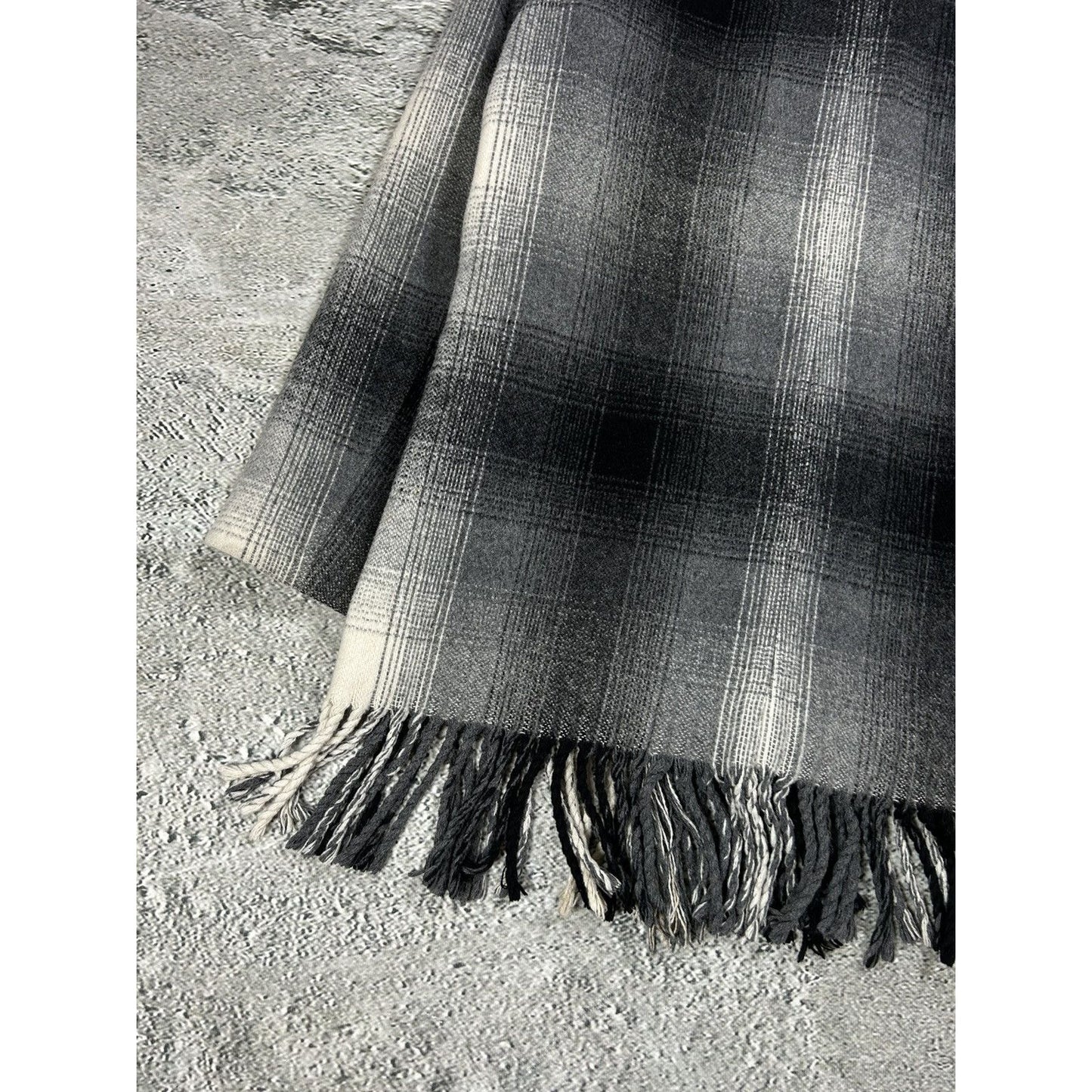 Alexander Wang coat plaid wool grey with fringes