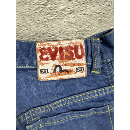 Evisu EU ED jeans vintage denim pants cargo blue yellow Y2K