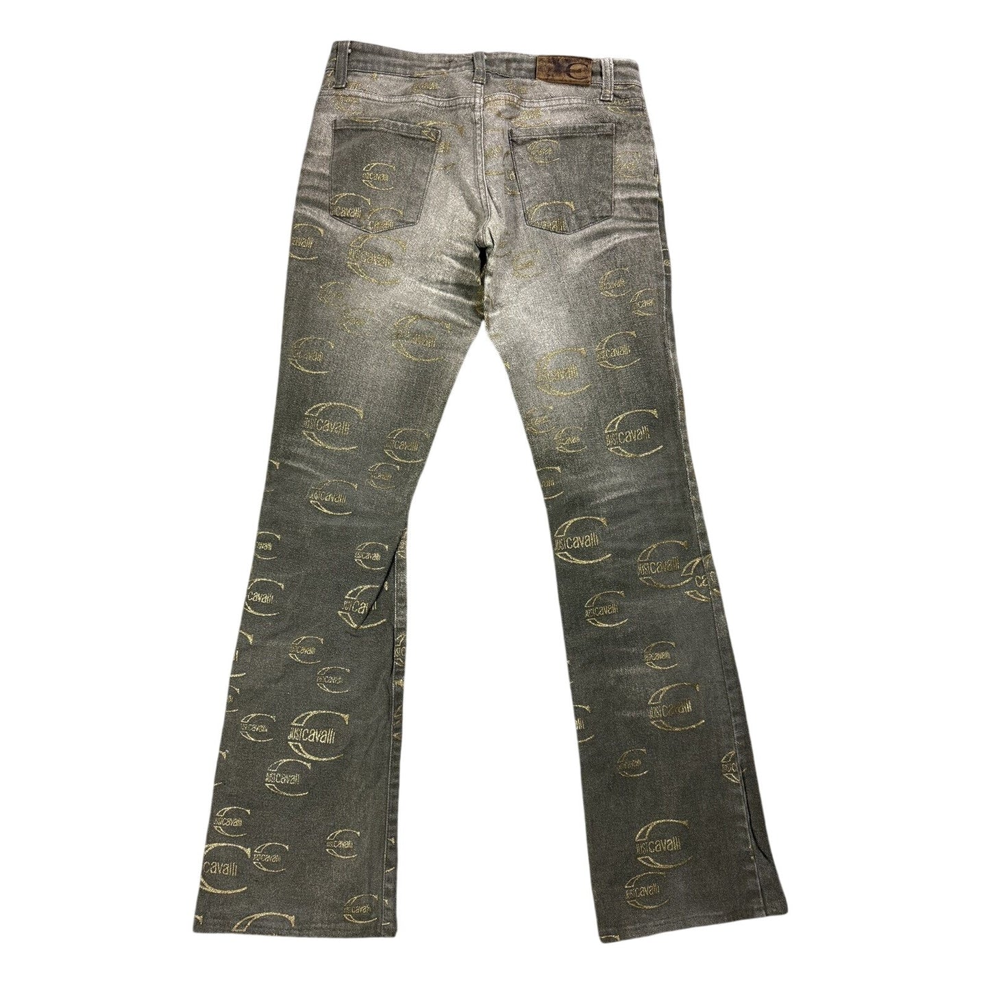 Just Cavalli flared jeans monogram fullprint Y2K washed