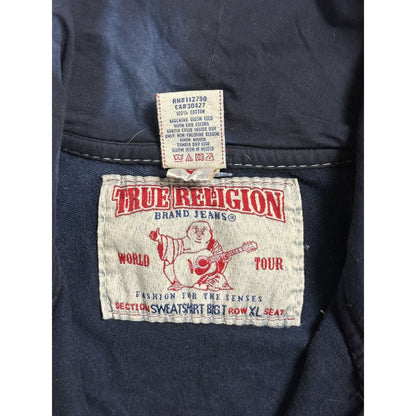 True Religion vintage Washed Navy blue zip hoodie stitching