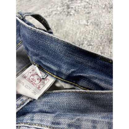 Evisu Genes jeans vintage denim baby blue white seagull Y2K