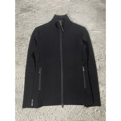 Prada big logo wool zip knit sweter nylon pull-over