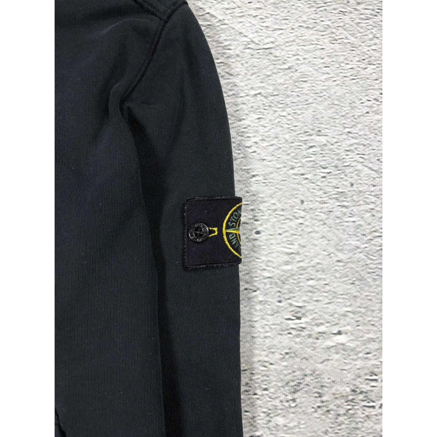 Stone island black hoodie with badge