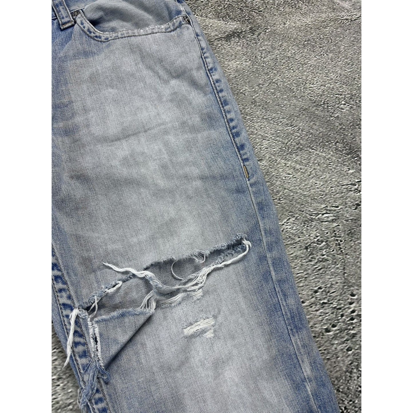 True Religion baby blue jeans contrast stitching straight