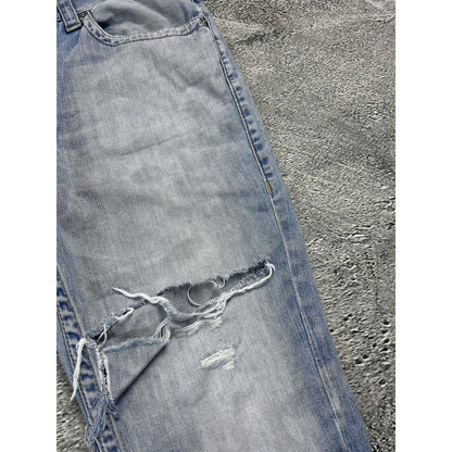 True Religion baby blue jeans contrast stitching straight