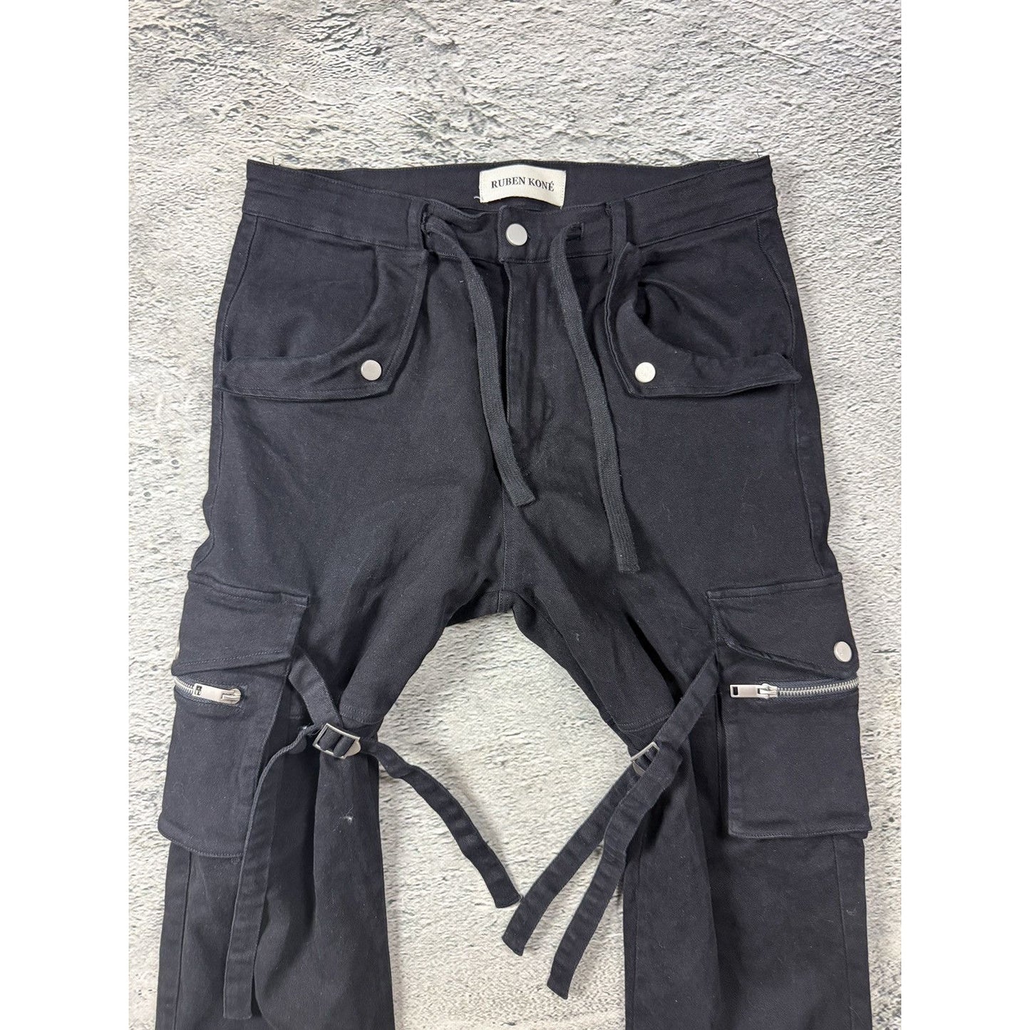 Ruben Kone Avant Garde Cargo strap pants black