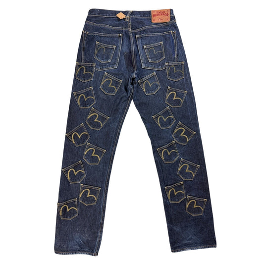 Evisu multipocket jeans gold vintage selvedge denim