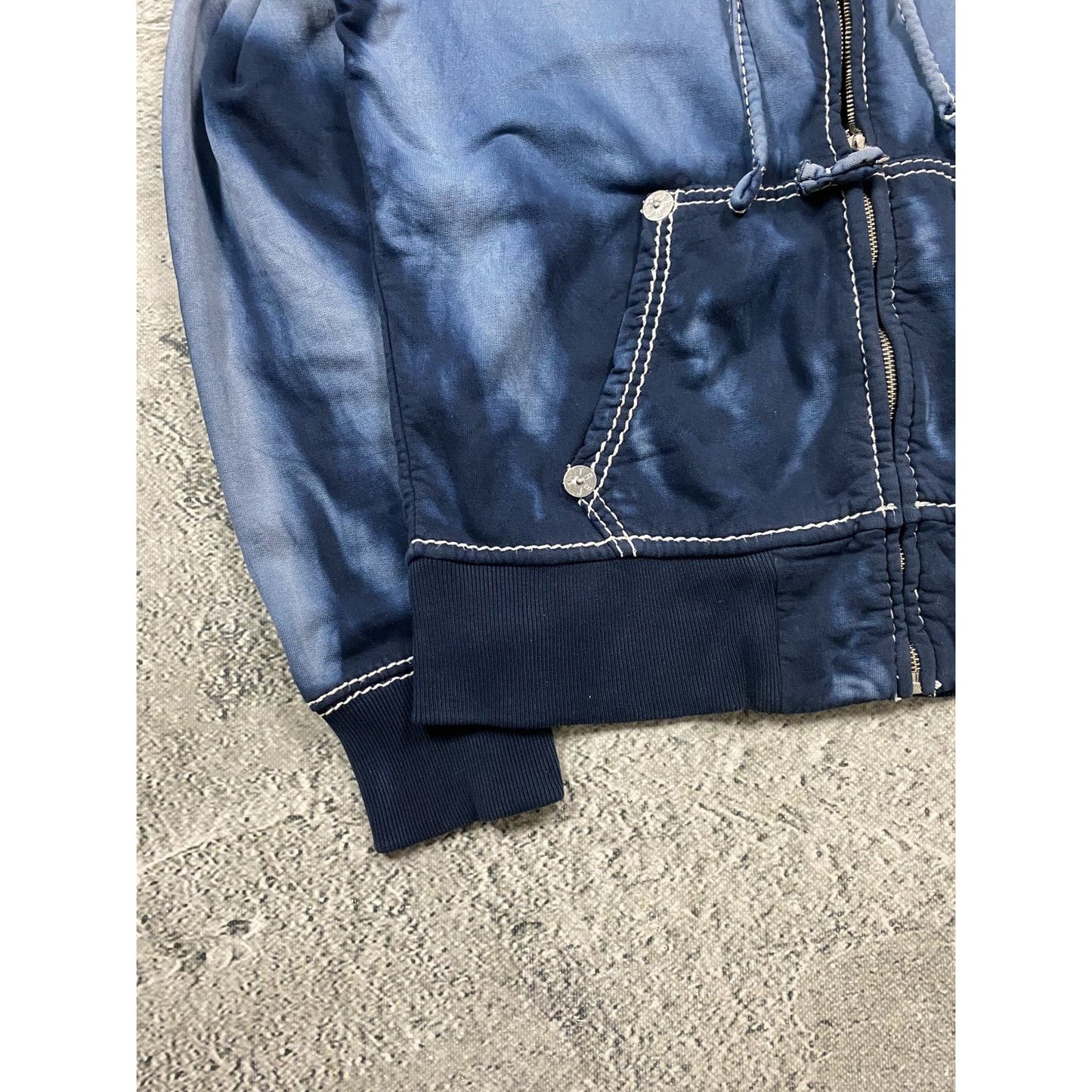 True religion washed navy zip hoodie gradient