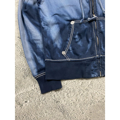 True religion washed navy zip hoodie gradient