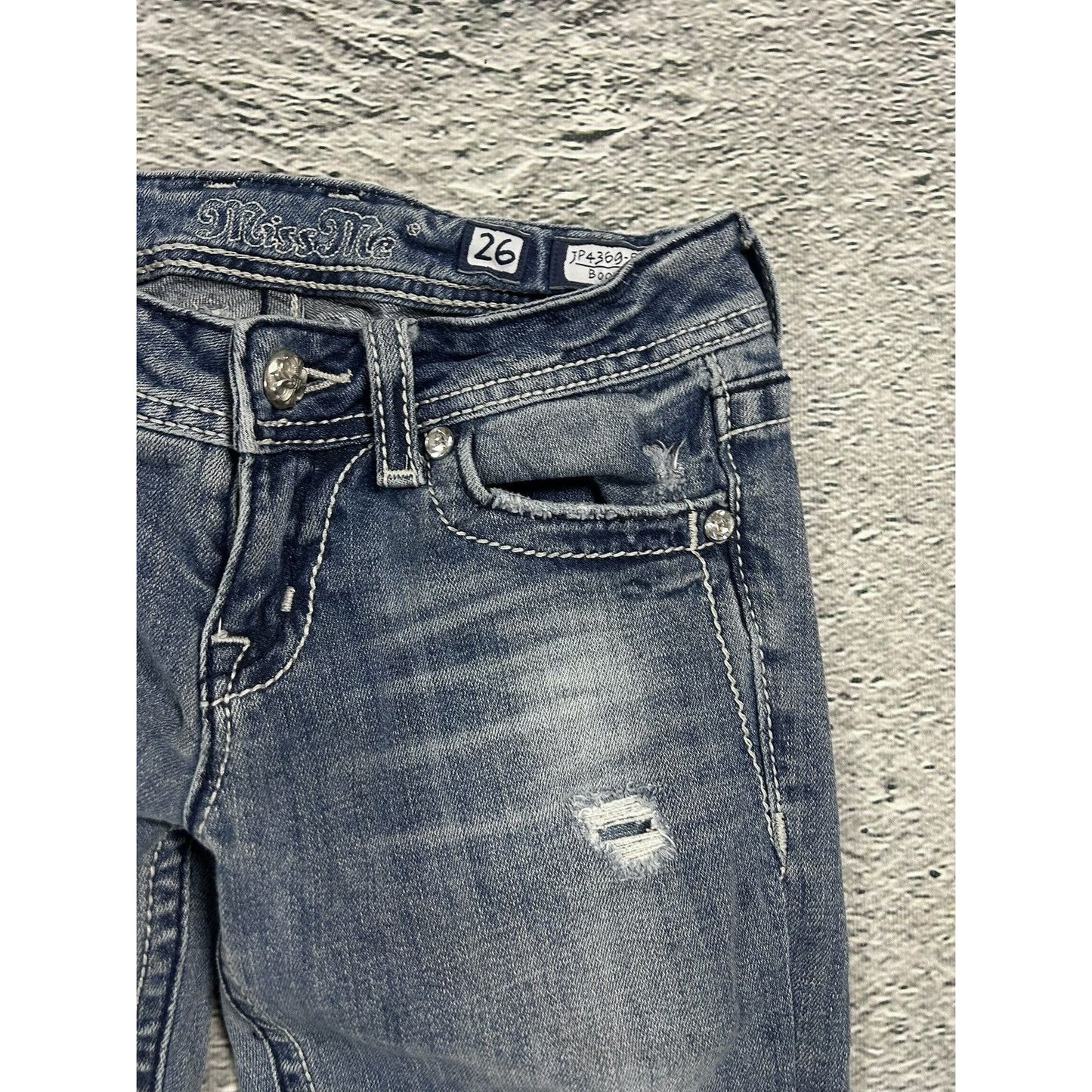Miss Me flared bootcut white stitching denim vintage y2k