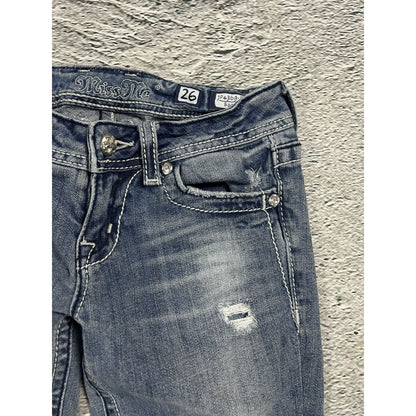 Miss Me flared bootcut white stitching denim vintage y2k