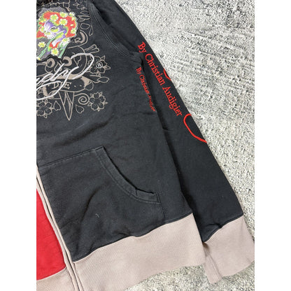 Ed Hardy zip hoodie black red vintage Y2K Christian Audigier