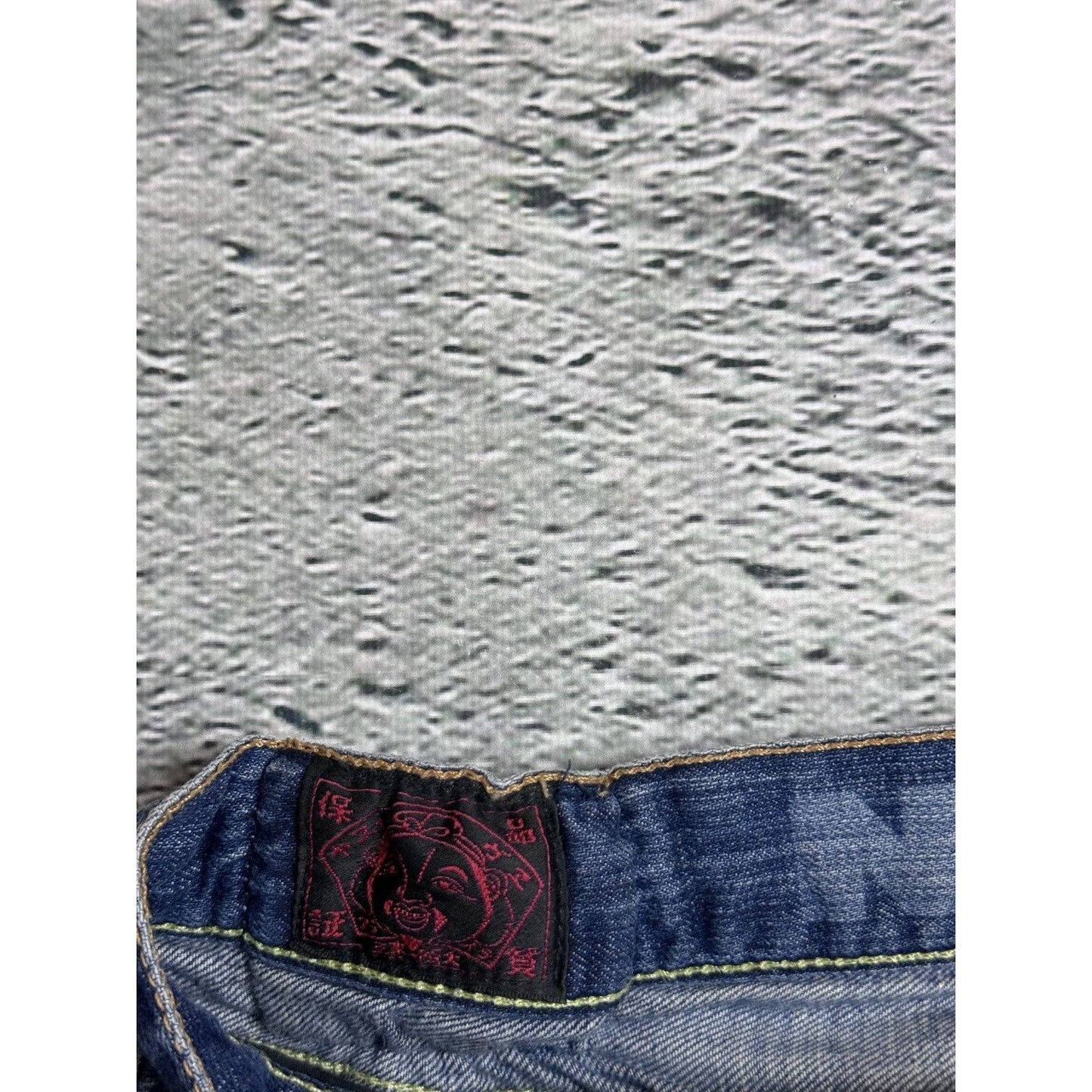 Evisu jeans white daicock big logo blue selvedge denim EU ED