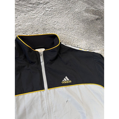 Adidas vintage black grey yellow track jacket Y2K