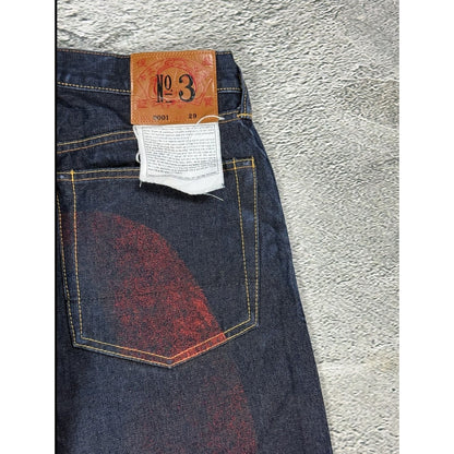 Evisu jeans daicock red navy sample raw denim Selvedge