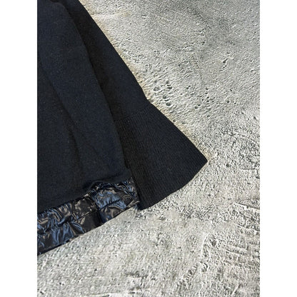 Moncler black sweater knit flared nylon hem shiny