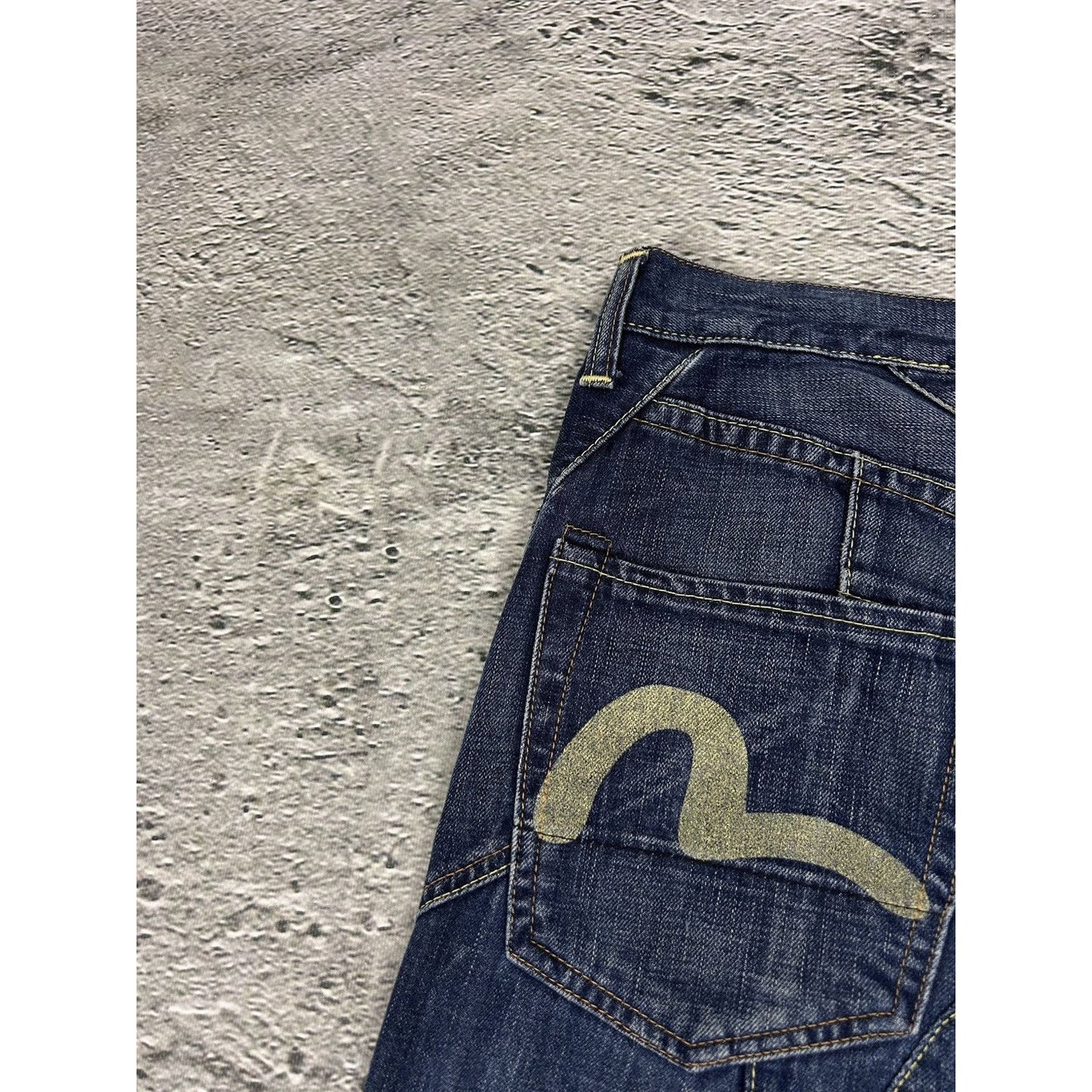 Evisu EU ED jeans vintage denim pants patchwork navy Y2K
