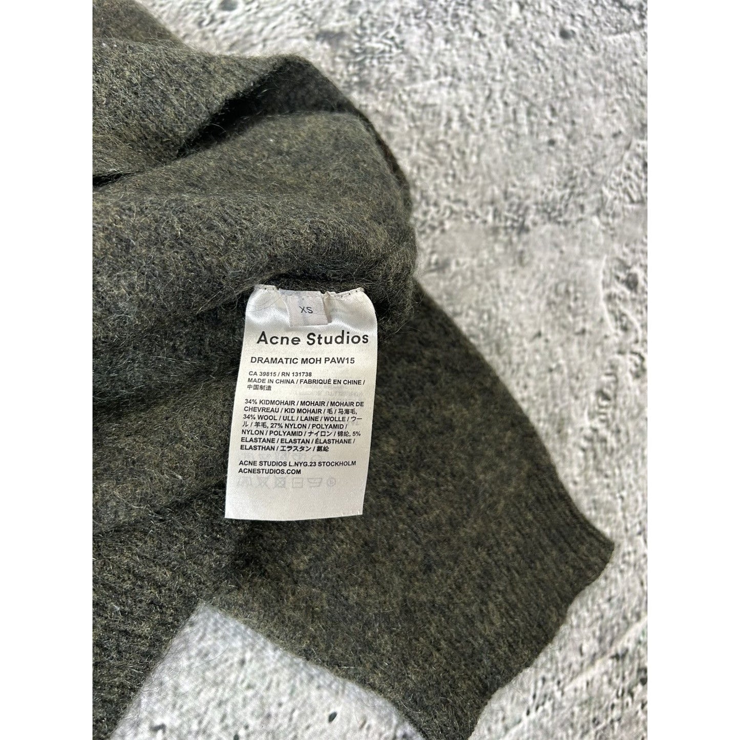 Acne Studios mohair sweater dramatic moh paw15 khaki green